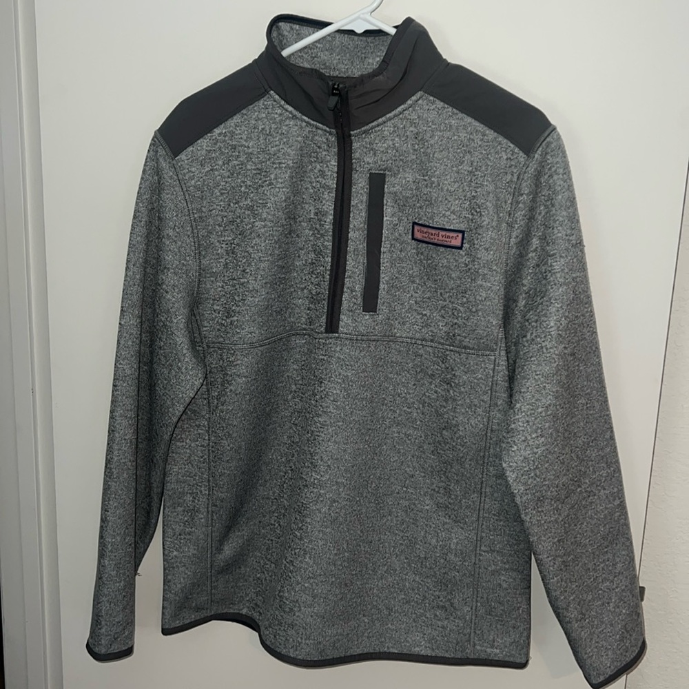 NWT Vinyard Vines Heather sweater fleece grey half zip pullover!